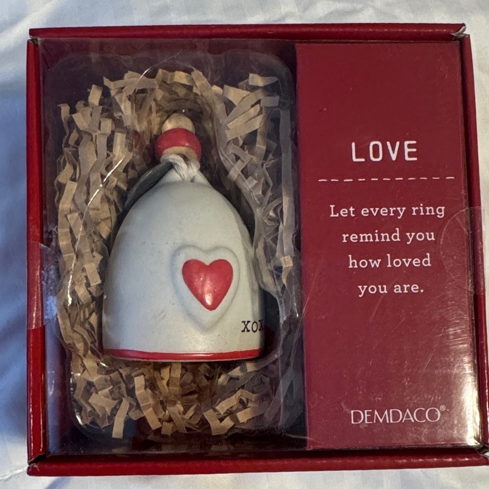 Demdaco Heartfelt Valentines Day Love Bell with Red Accents